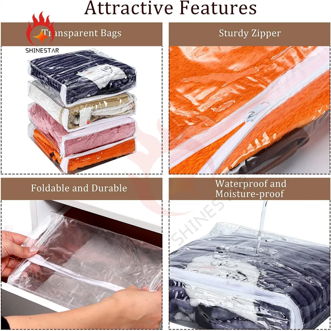 Clear Zippered Transparent Plastic Packing PVC Sweater Storage Packaging Bags for Travel