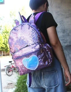 Fashion Girl Unicorn Sequin Backpack Bags Glitter Children School Bag