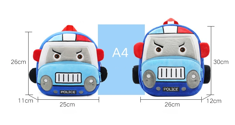 Cute Kid Bag Plush Cartoon Car Series Fire Truck Backpack Toddler School Bag for Baby Girl Boy