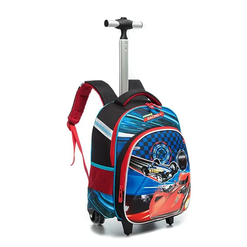 Easy-to-Carrying School Backpack with Single Puller Rod Boy&prime;s 3PCS Trolley Backpack