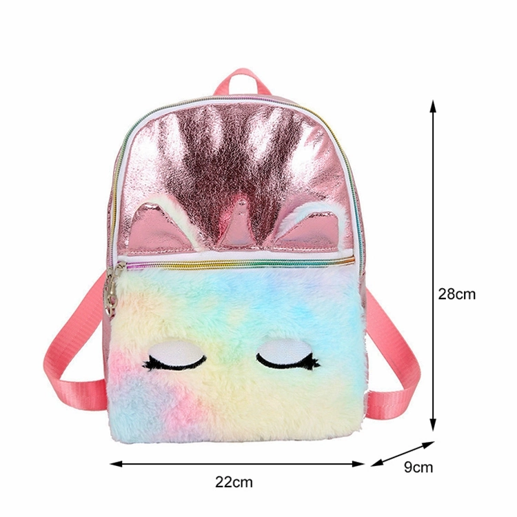 New Arrival Hot Selling Kids Plush Backpack Unicorn Small School Bag Holographic PU Backpack