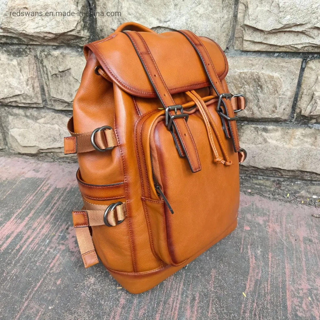 Full Grain Leather Laptop Fashion Back Pack Bag Man Boy Backpacks Purse Designer Leather Backpack Men Genuine Leather RS-Ypsy-6566