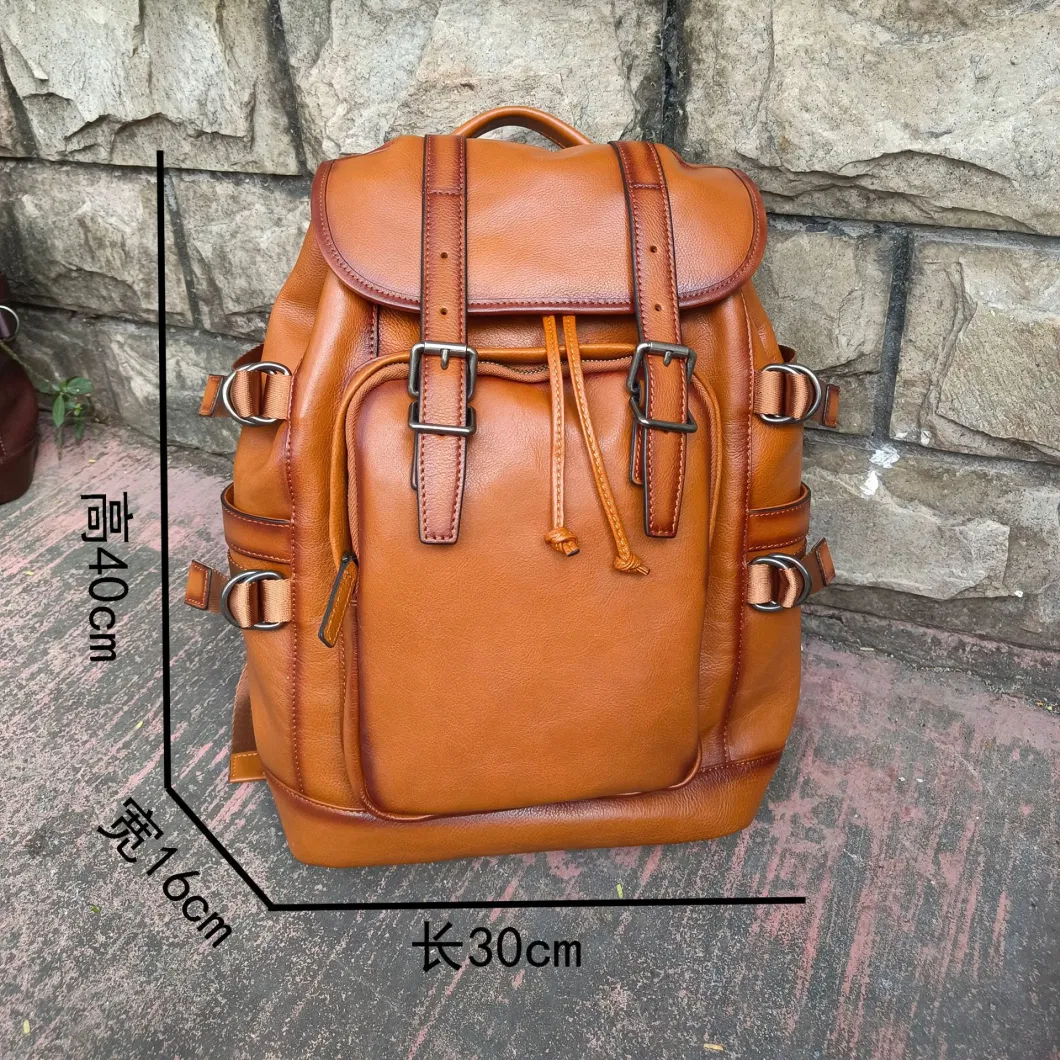 Full Grain Leather Laptop Fashion Back Pack Bag Man Boy Backpacks Purse Designer Leather Backpack Men Genuine Leather RS-Ypsy-6566