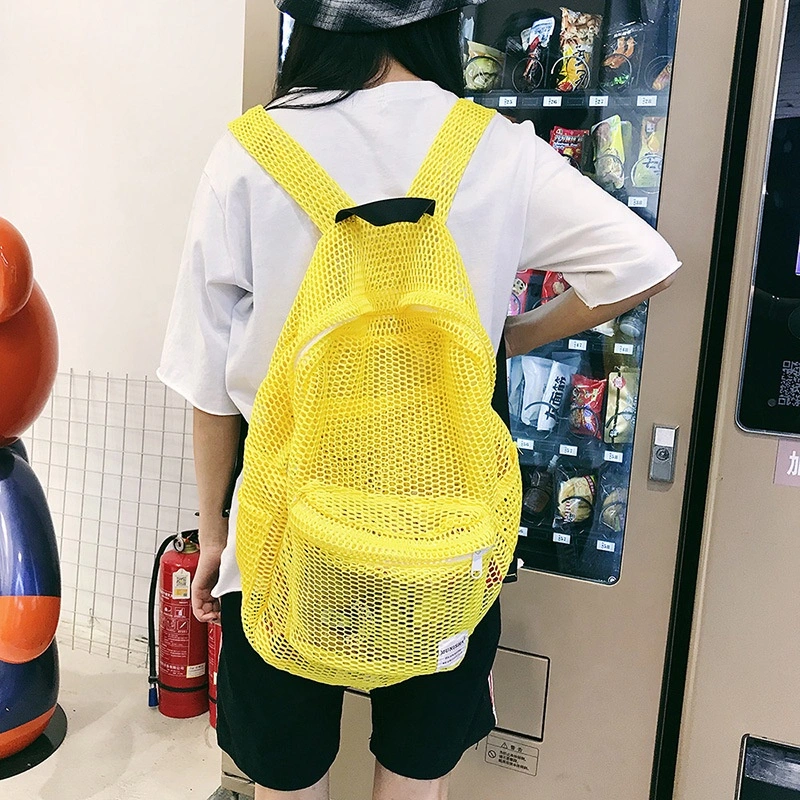 Popular Customized OEM ODM Teenager Girls Net Shoulder Bag Mochila Sports Fishing School Bag Travel Mesh Backpack for Youth