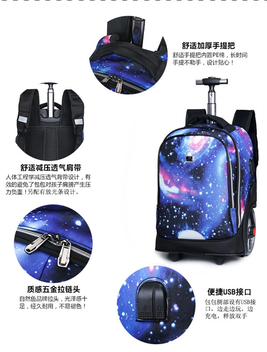 Big Capacity Compact Wheeled Laptop Trolley Backpack Teens