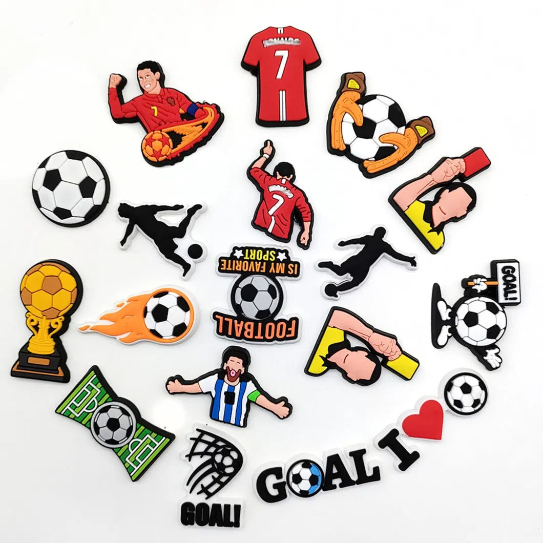 Soccer Croc Charms Football Pack Men Football Sports Shoe Charms Cool Croc Pins Messi Cr7 Party Favors Soccer Gifts World C up