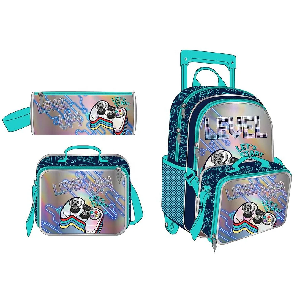 Custom Rolling Backpack for Children School Backpack Set Kids Character 2 Wheels Trolley School Bag