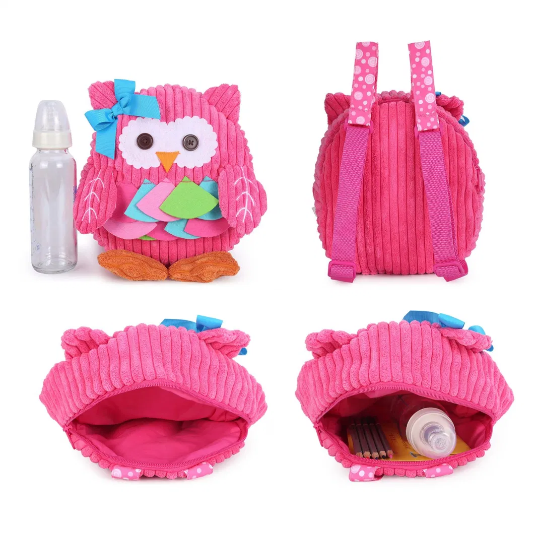 Toddler Backpack for Baby Girls Boys, Cute 3D Owl Mini Plush Bag, Animal Cartoon Preschool Bookbag for Kids 2-5 Years Pink