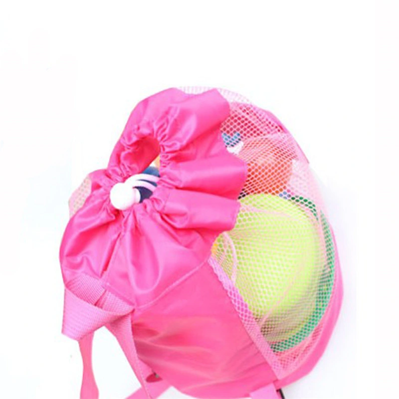 Foldable Mesh Beach Bag Childrens Mesh Sports Tote Bag Travel Toy Organizer Drawstring Mesh Backpack