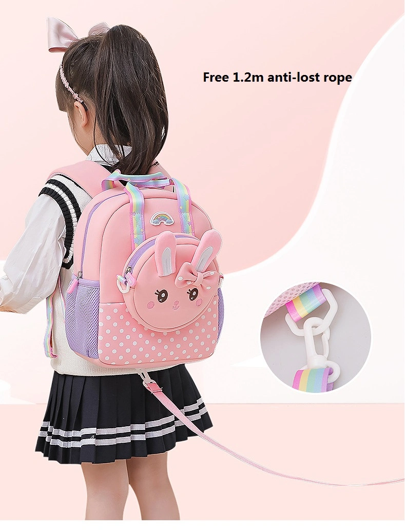 Cute Cartoon Rabbit Picture Kindergarten Backpack Large Capacity Buy One Get One Chest Bag Free Kid Bag