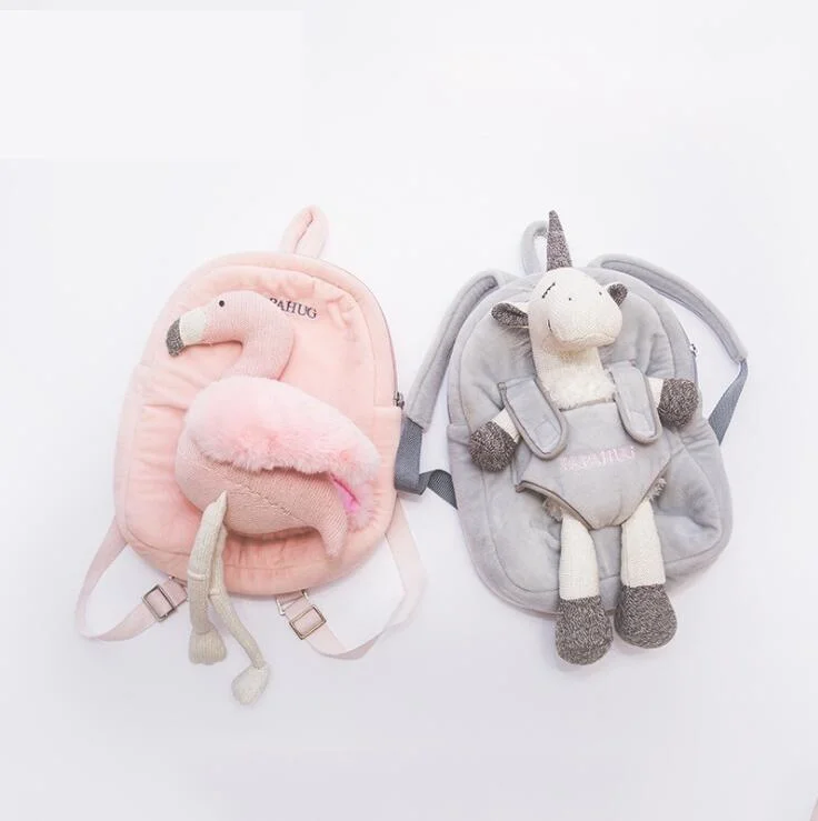 Children Toddler Preschool Backpack Plush Animal Cartoon Backpack Baby Kids School Satchel Travel Lunch Bags