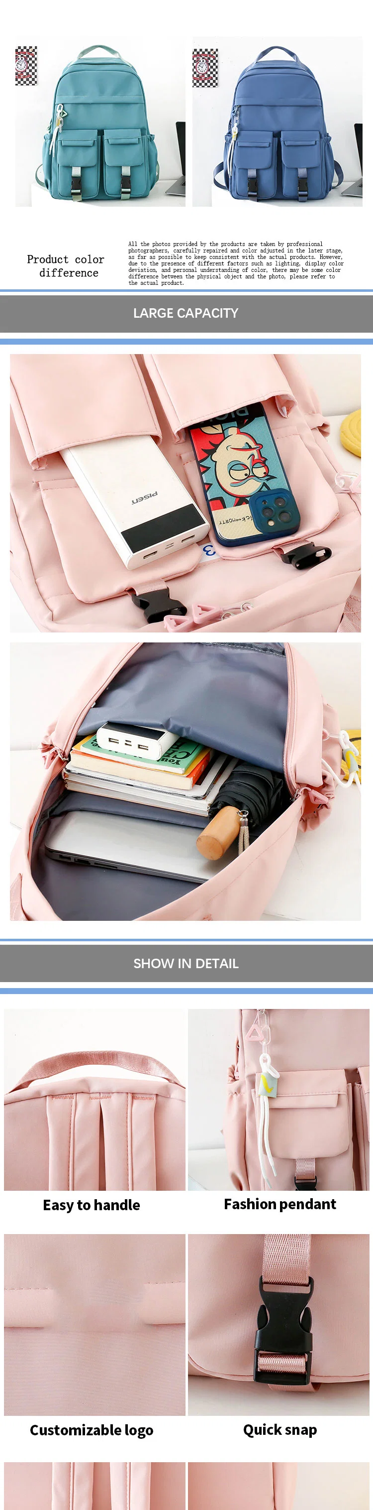 Fashion Women Schoolbag Junior Middle High School Boys Girls Student Travel Backpack Bag School