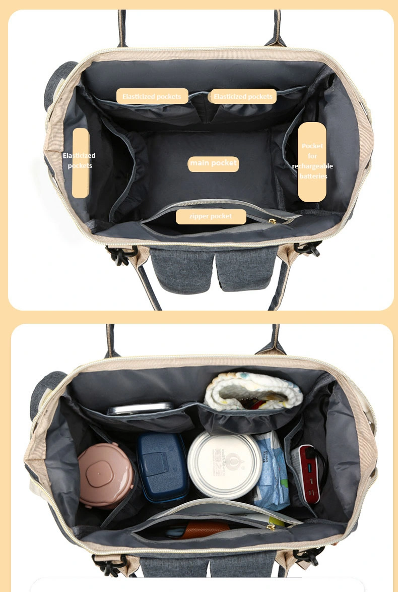 Wholesale Custom Waterproof Travel Mummy Baby Diaper Bag Backpack with Changing Bed