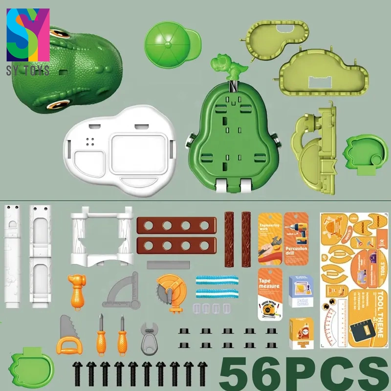 Sy 3 in 1 Kids Pretend Play Repair Plastic Tool Set Dinosaur Suitcase Backpack Toys