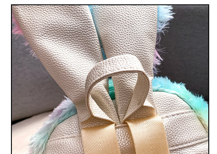 Cute Rabbit Ears Colorful Iridescent Plush Girls Shoulder Bag Kindergarten Primary Children School Bag Kids Small Backpack