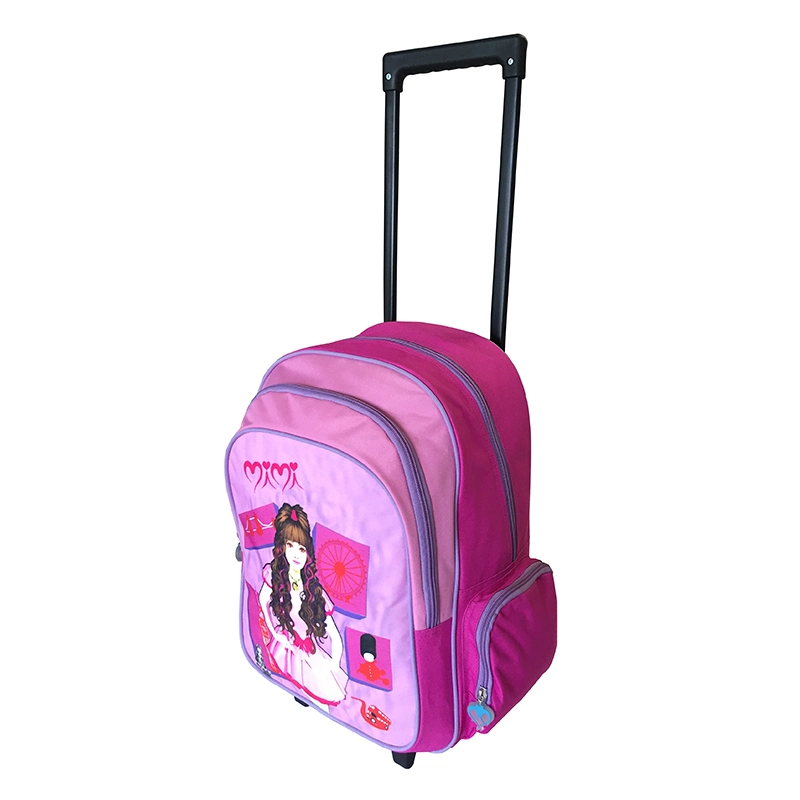 Fashion Cute Cartoon Kids Book Backpack Back to School Bags with Trolley for Teen Girls