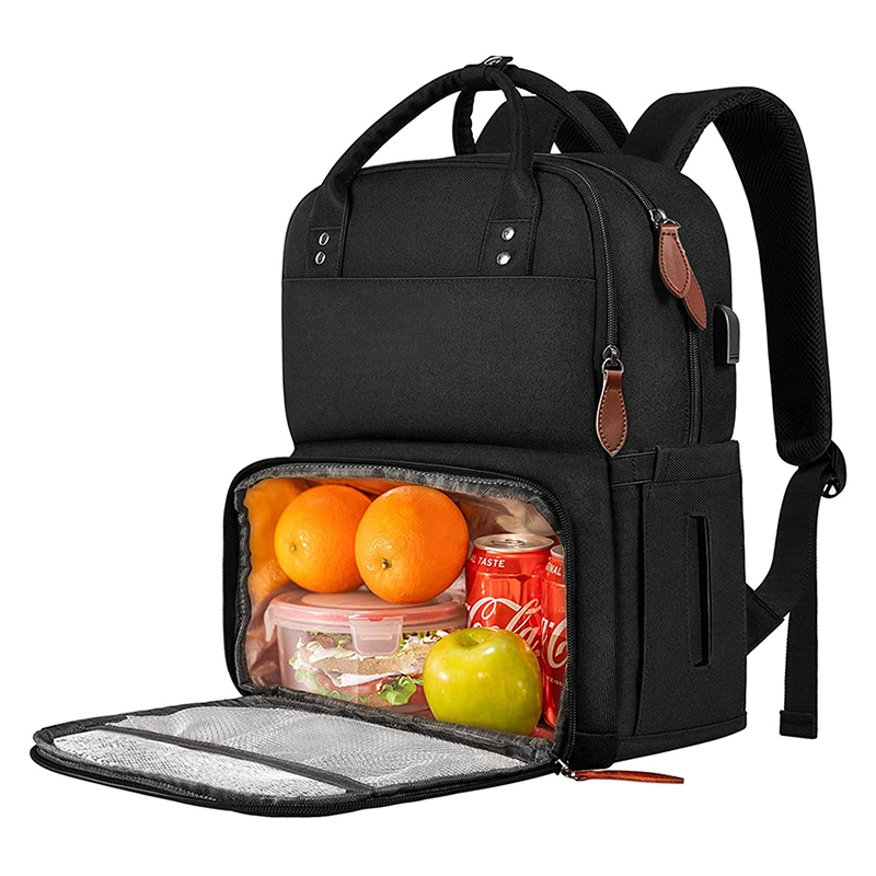 Outdoor Business Travel Lunch Cooler Computer Laptop Backpack with USB