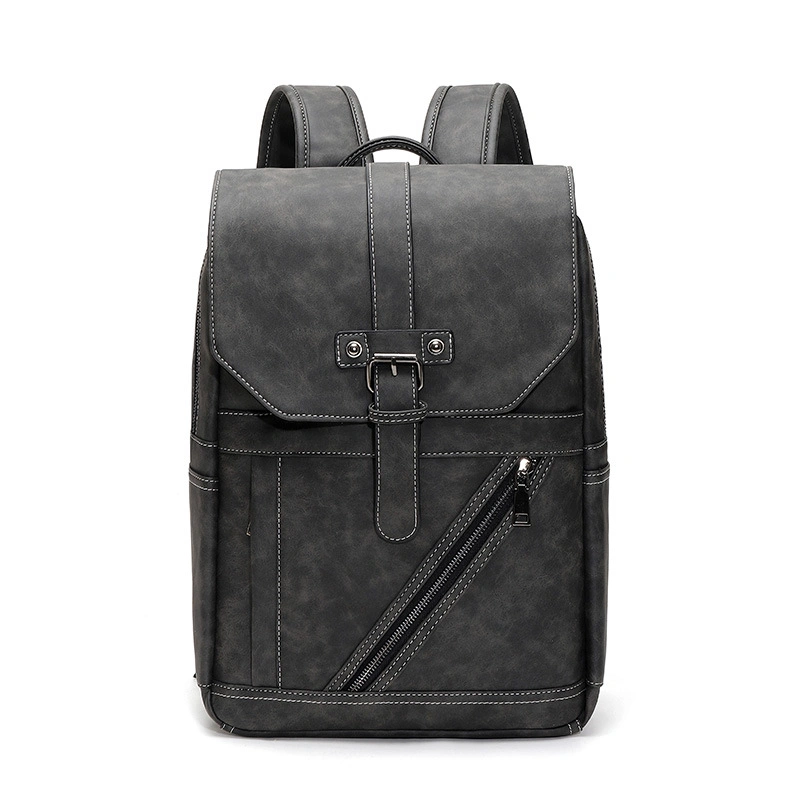 Casual Waterproof PU Leather Flap Men School Bag Computer Simple Style Fashion Youth Large Capacity Travel Outdoor Backpack