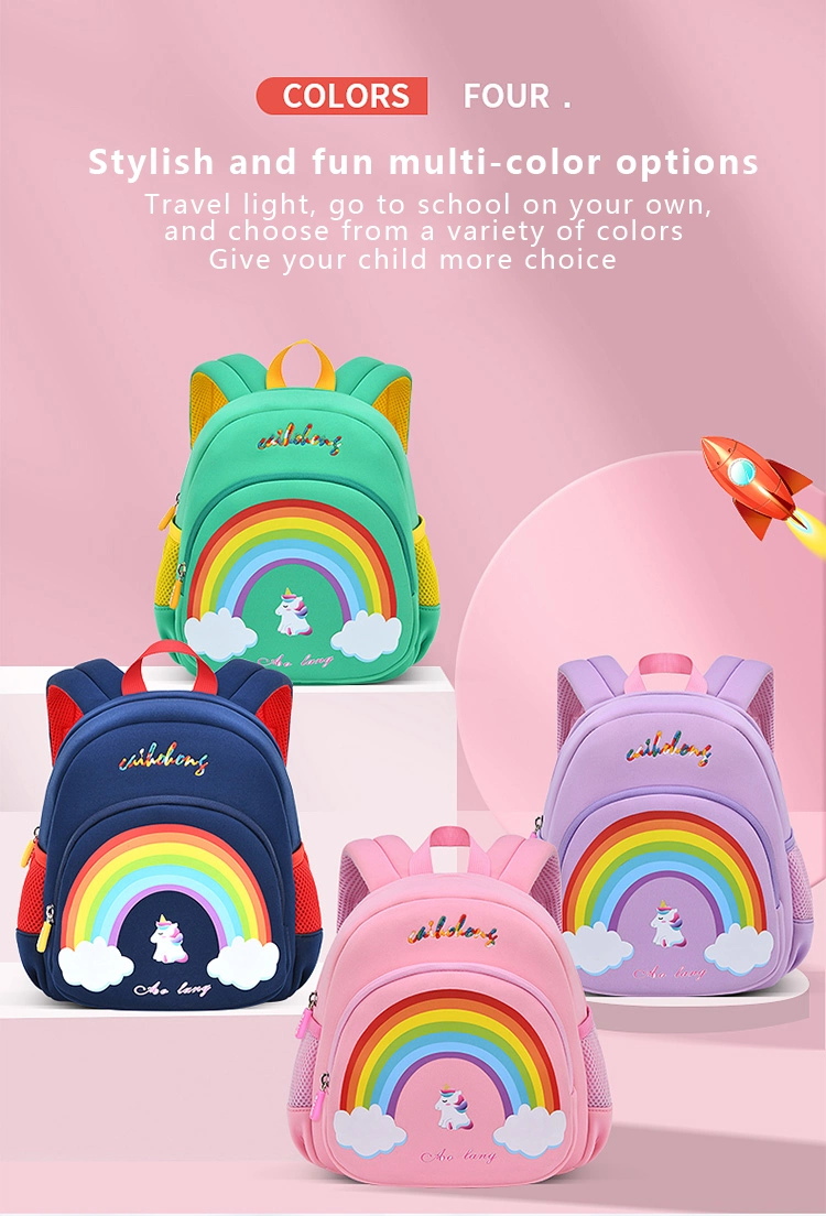 Newest Fashion Rainbow Style Kids School Bags Kindergarten Backpack for Boys and Girls