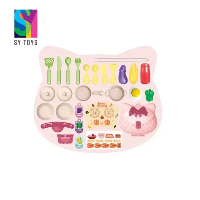 Sy 28 Pieces Kids Pretend Play Cooking Kitchen Backpack Toys for Girls Kids