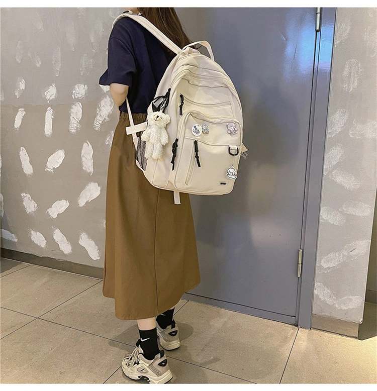 Instagram style workwear backpack, new Harajuku retro junior high school backpack