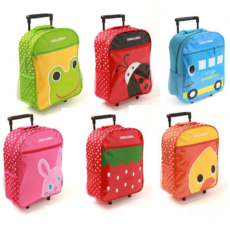 Cute Cartoon Trolley School Bags Backpack with Wheels for Boys Girls Kids