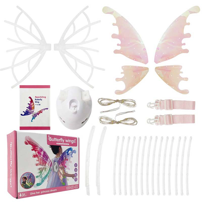 Kids Electric Toy Princess Dress up Luminous Angel Butterfly Costume Wings Set Party Stage Props DIY LED Fairy Wings for Girls