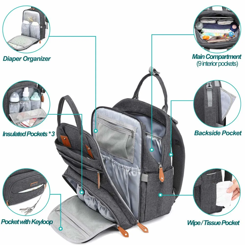 Baby Nappy Changing Bags Multifunction Waterproof Travel Back Pack with Changing Pad