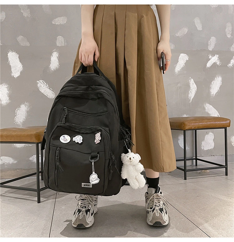 Instagram style workwear backpack, new Harajuku retro junior high school backpack