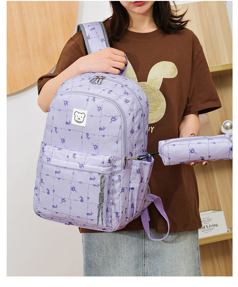 New Junior High School and High School Student Schoolbag Cartoon Print Large Capacity Travel Backpack