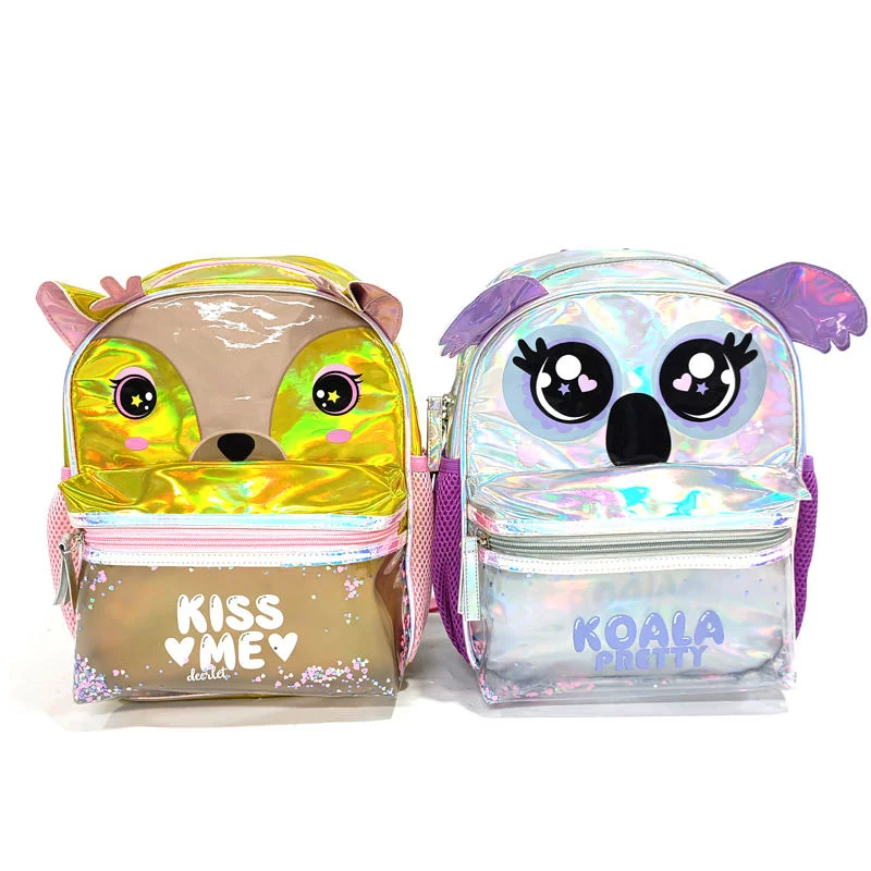 Animal Cartoon Holographic PU Toddler Backpack Kids School Bag for Kindergarten Kids