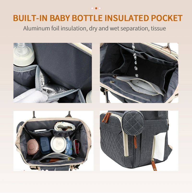 Fuliya Large Capacity Mommy Backpack for Travel USB Charging Water Proof Diapers Baby Bag