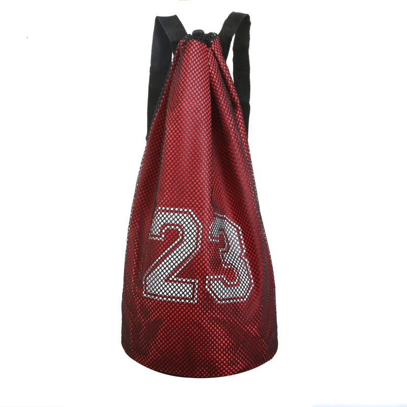 Drawstring Basketball Backpack, Foldable Soccer Backpack Gym Bag Sackpack Sports Sack with Detachable Ball Mesh Bag for Volleyball Baseball Yoga