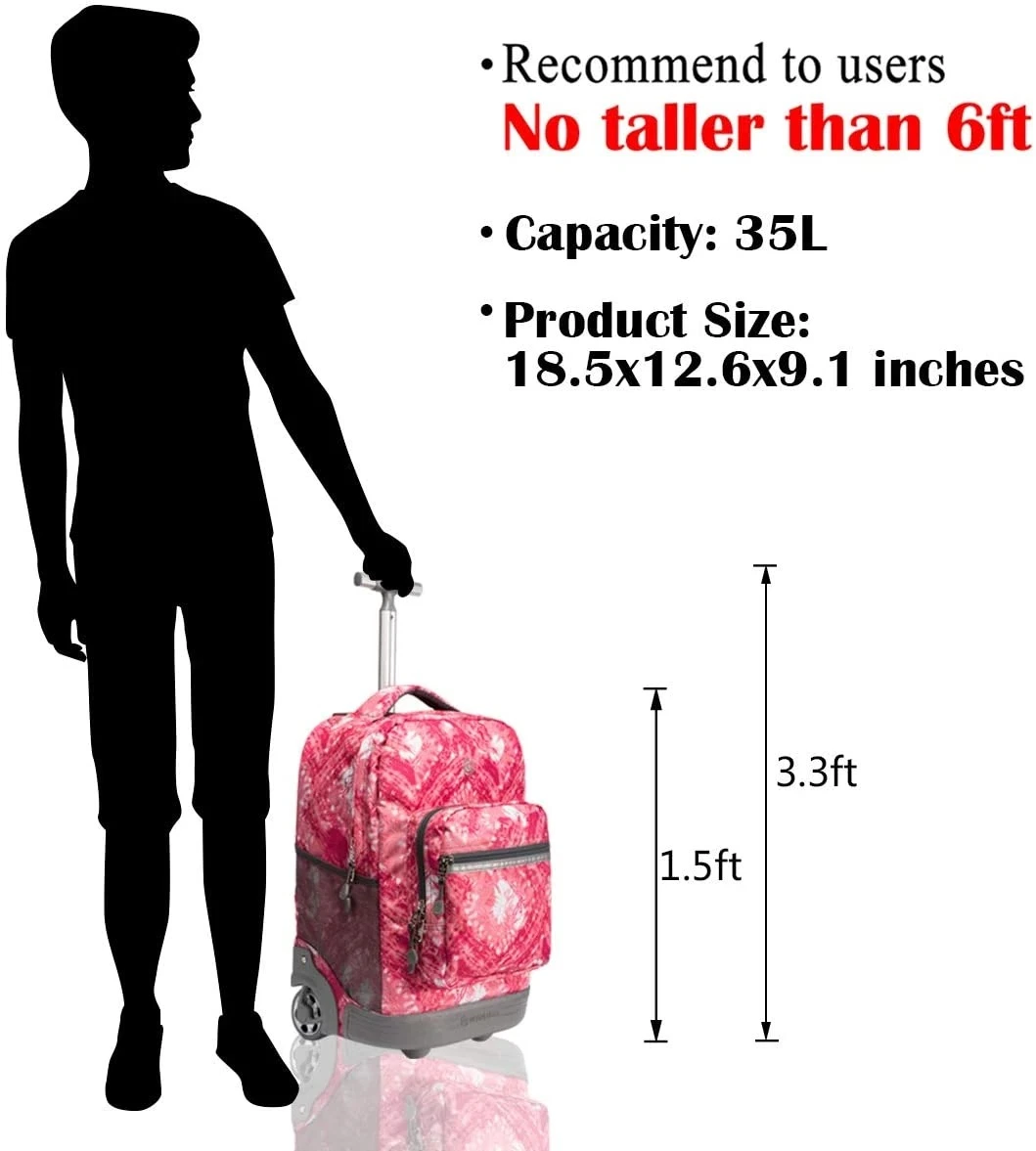 18 Inches Wheeled Rolling Luggage Bag for Boys and Girls School Student Books Laptop Travel Trolley Bag