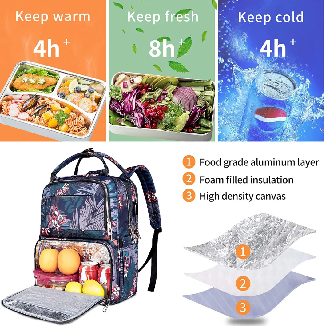 Lunch Backpack for Women Cooler Bag with Lunch Box