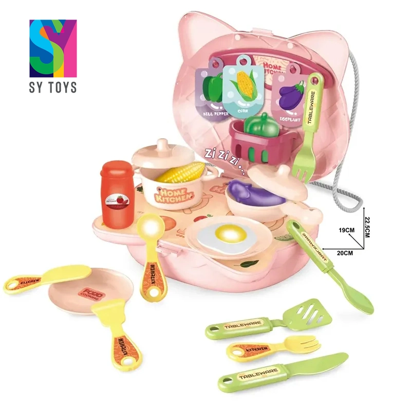 Sy 28 Pieces Kids Pretend Play Cooking Kitchen Backpack Toys for Girls Kids