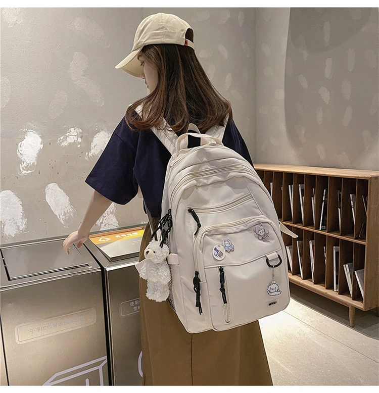 Instagram style workwear backpack, new Harajuku retro junior high school backpack