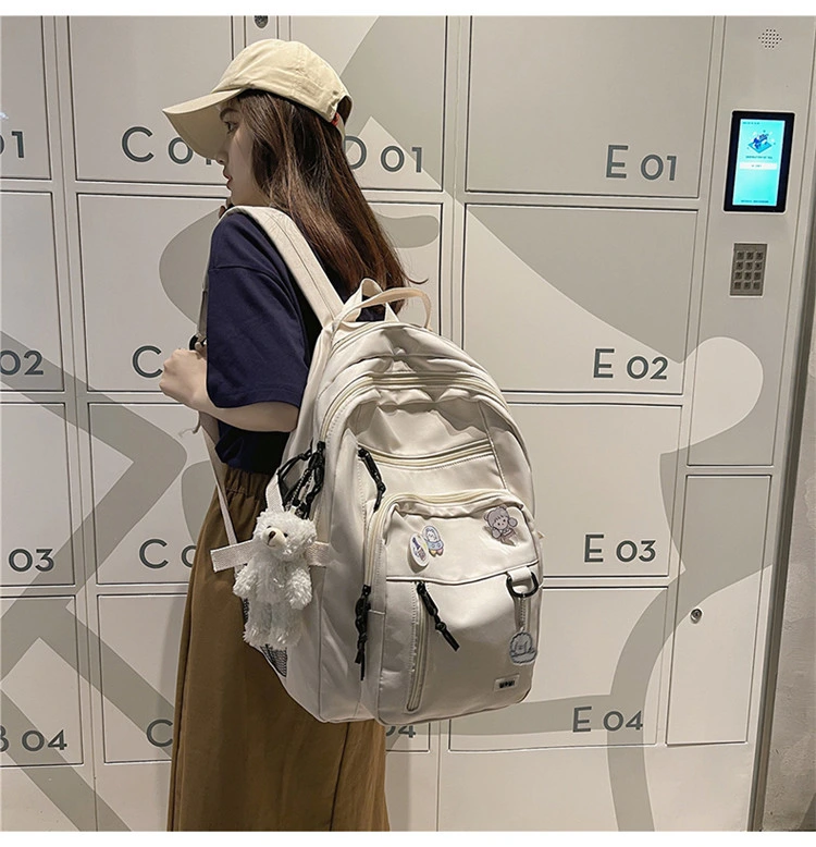 Instagram style workwear backpack, new Harajuku retro junior high school backpack