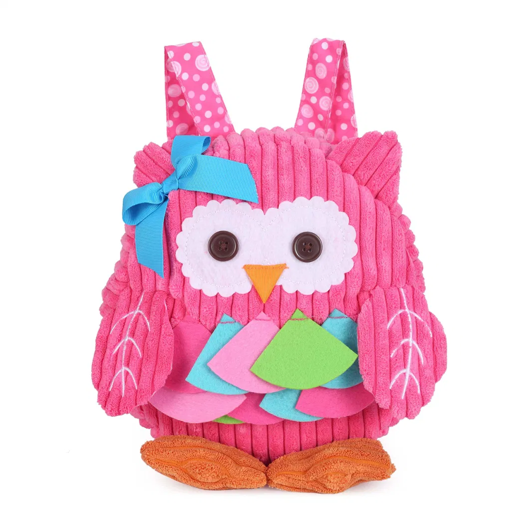 Toddler Backpack for Baby Girls Boys, Cute 3D Owl Mini Plush Bag, Animal Cartoon Preschool Bookbag for Kids 2-5 Years Pink