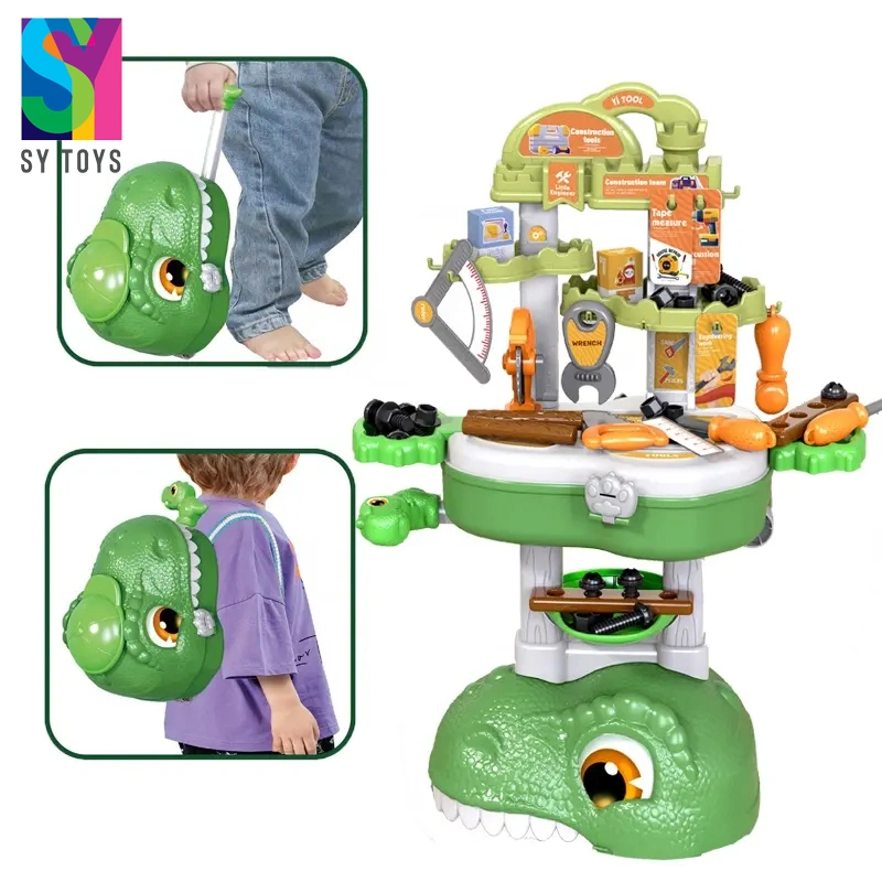 Sy 3 in 1 Kids Pretend Play Repair Plastic Tool Set Dinosaur Suitcase Backpack Toys