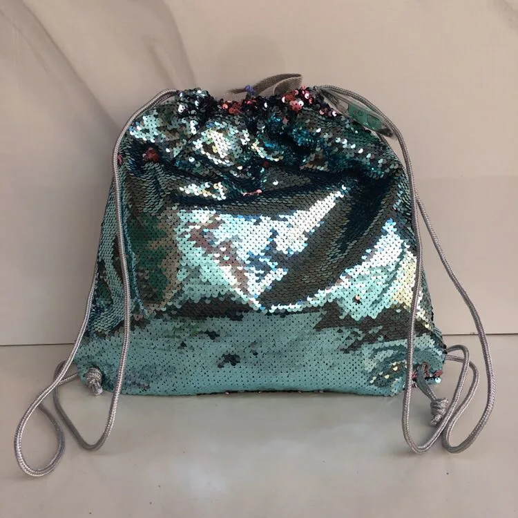 Hot Selling Kids Small Shiny Bag Sequins Contrast Color Drawstring Backpack