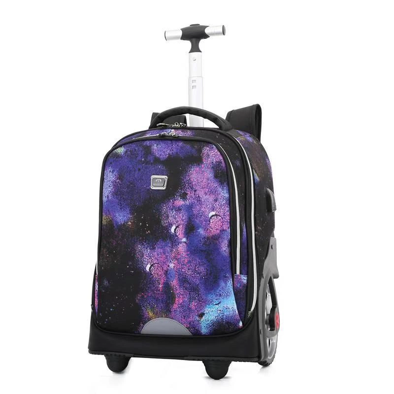 Big Capacity Compact Wheeled Laptop Trolley Backpack Teens