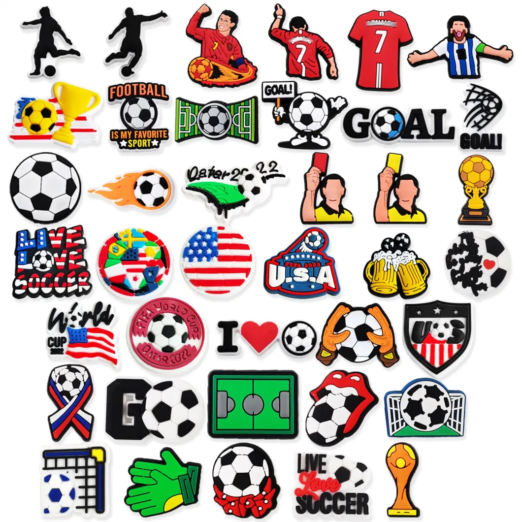 Soccer Croc Charms Football Pack Men Football Sports Shoe Charms Cool Croc Pins Messi Cr7 Party Favors Soccer Gifts World C up