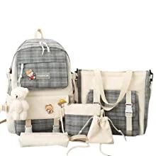 Cute Canvas School Backpack with Tote Bag