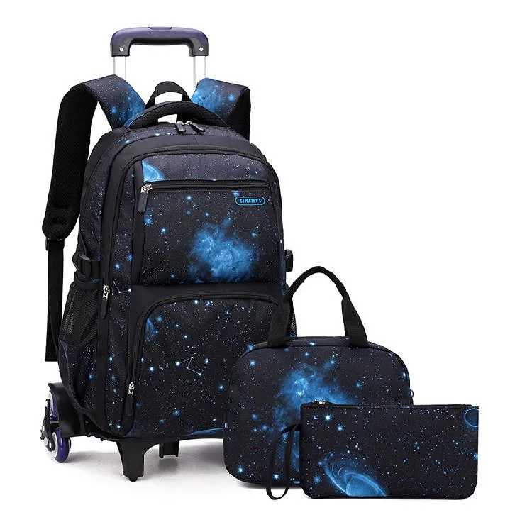 3PCS Set Kids School Rolling Backpack Trolley Bag Student Backpack on Wheels School Wheeled Backpack Bag for Teenagers Travel