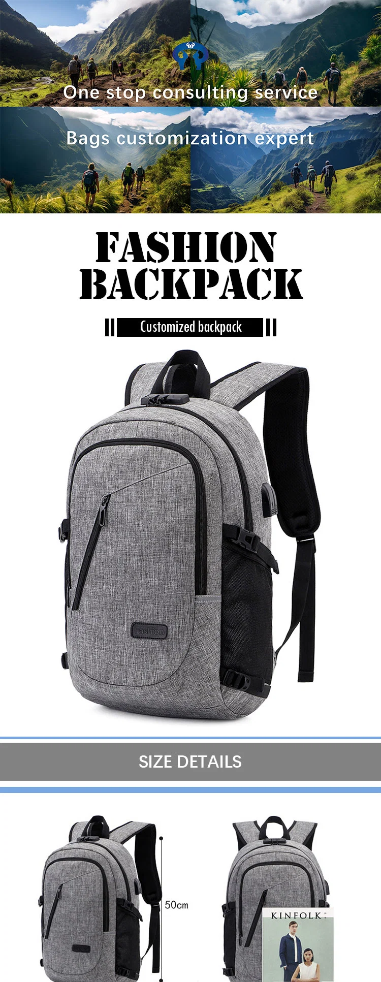 Anti-Theft Backpack USB Charging Oxford Cloth Business Computer Bag Trolley Case Fixed with Password Lock Shoulder Bag