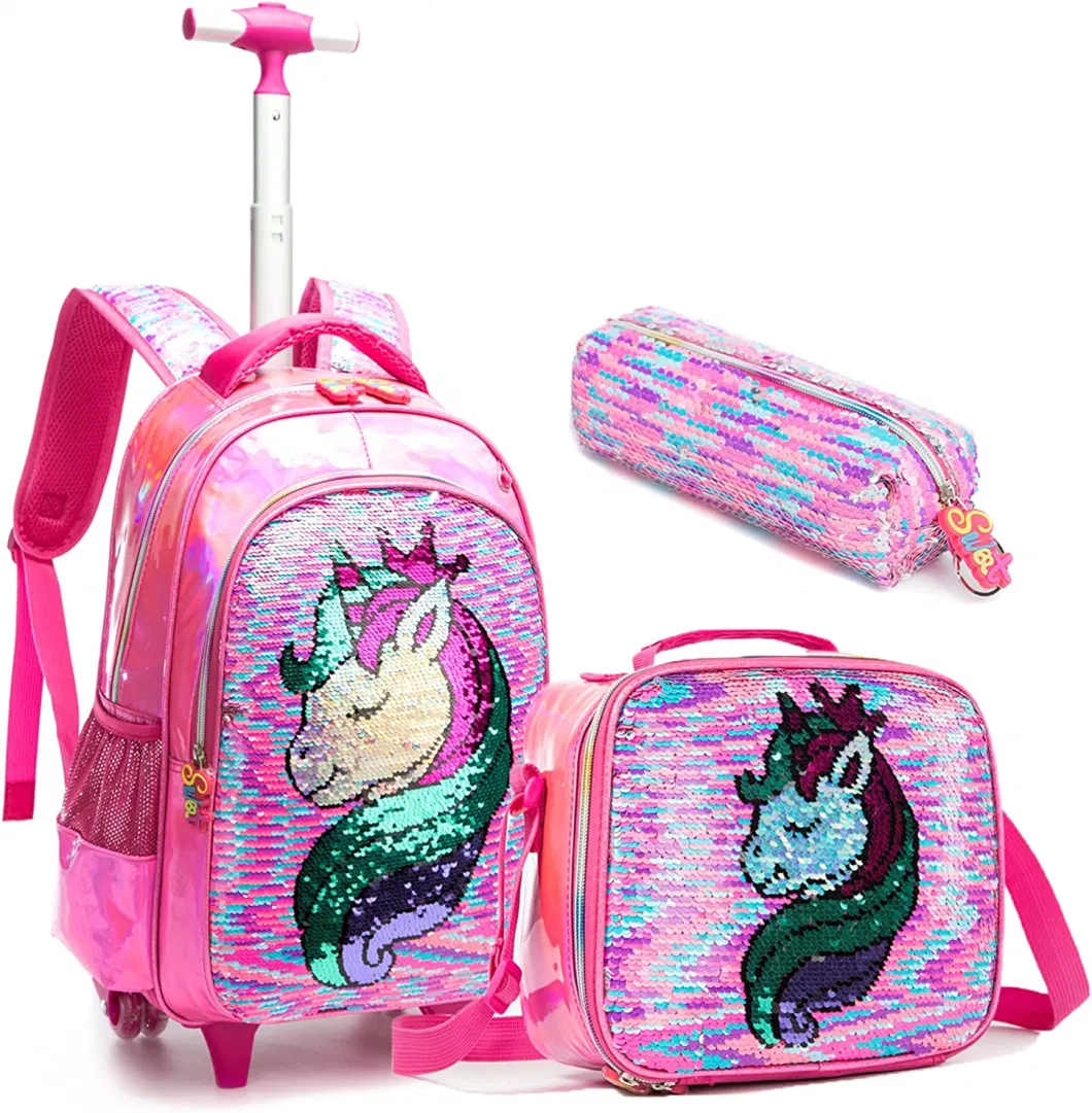 School Kids Rolling Backpack for Girls with Wheels Trolley Wheeled Backpacks for Boys