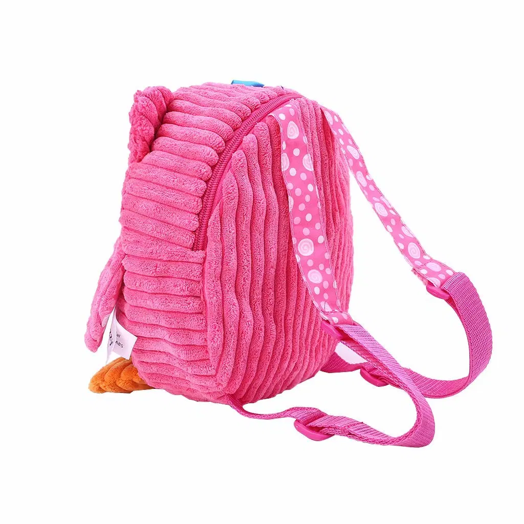 Toddler Backpack for Baby Girls Boys, Cute 3D Owl Mini Plush Bag, Animal Cartoon Preschool Bookbag for Kids 2-5 Years Pink