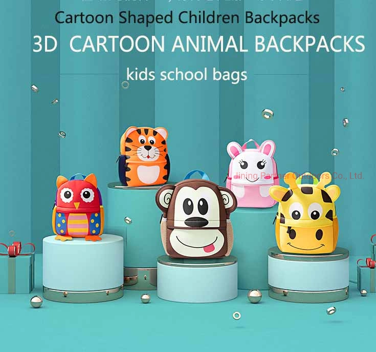 2022 New Kid Giraffe Neoprene School Backpack Animal Bag for Kindergarten Students