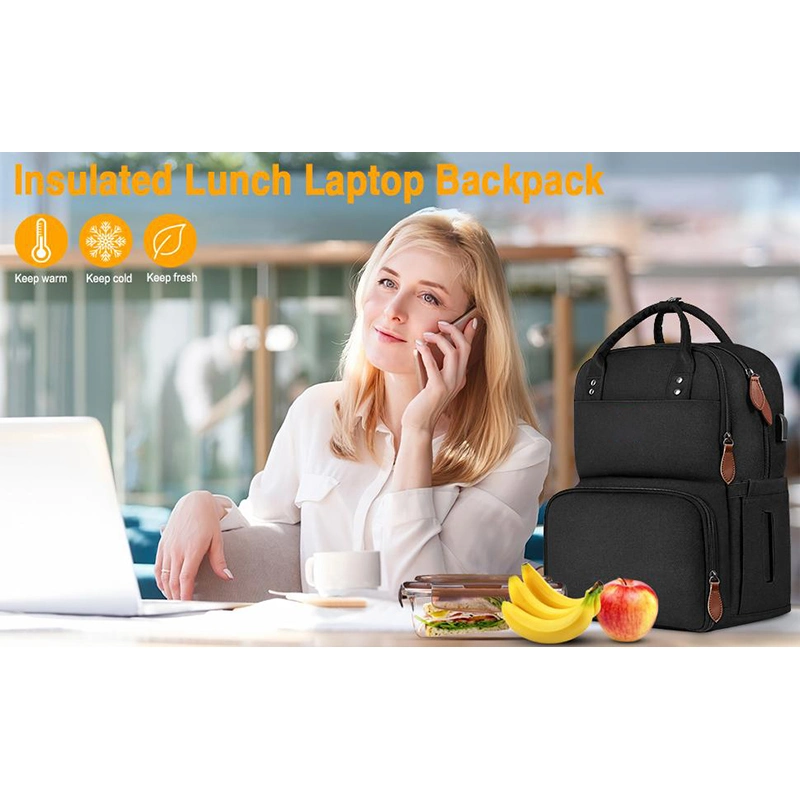 Outdoor Business Travel Lunch Cooler Computer Laptop Backpack with USB